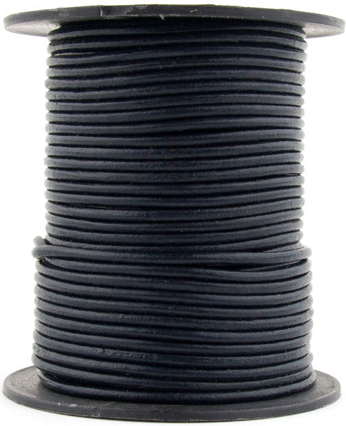 Navy Blue Round Leather Cord 2mm