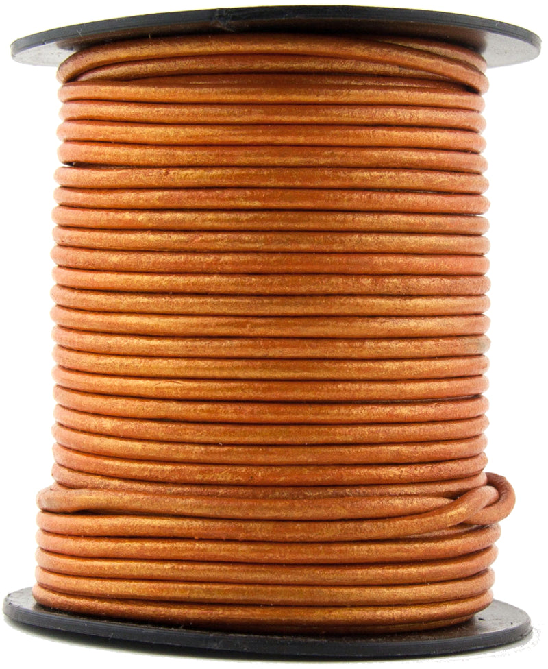 Orange Metallic Round Leather Cord 1.5mm