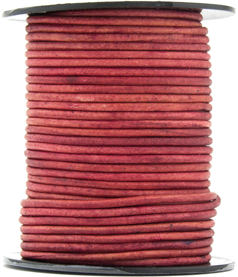Pink Fuchsia Natural Round Leather Cord 1mm