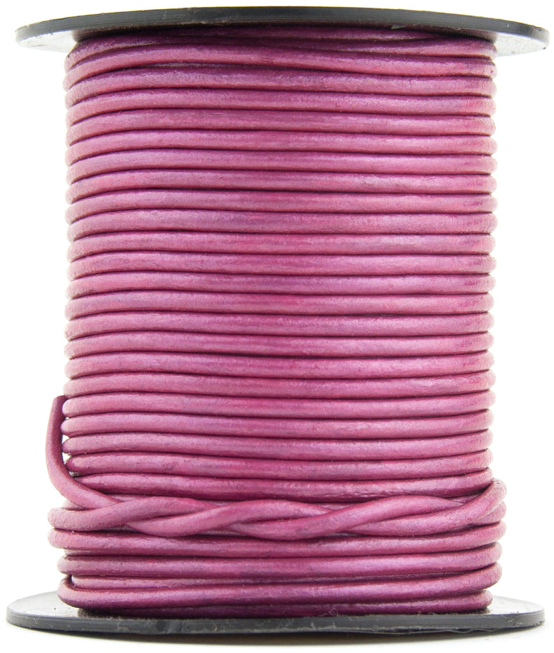Pink Metallic Round Leather Cord 1mm