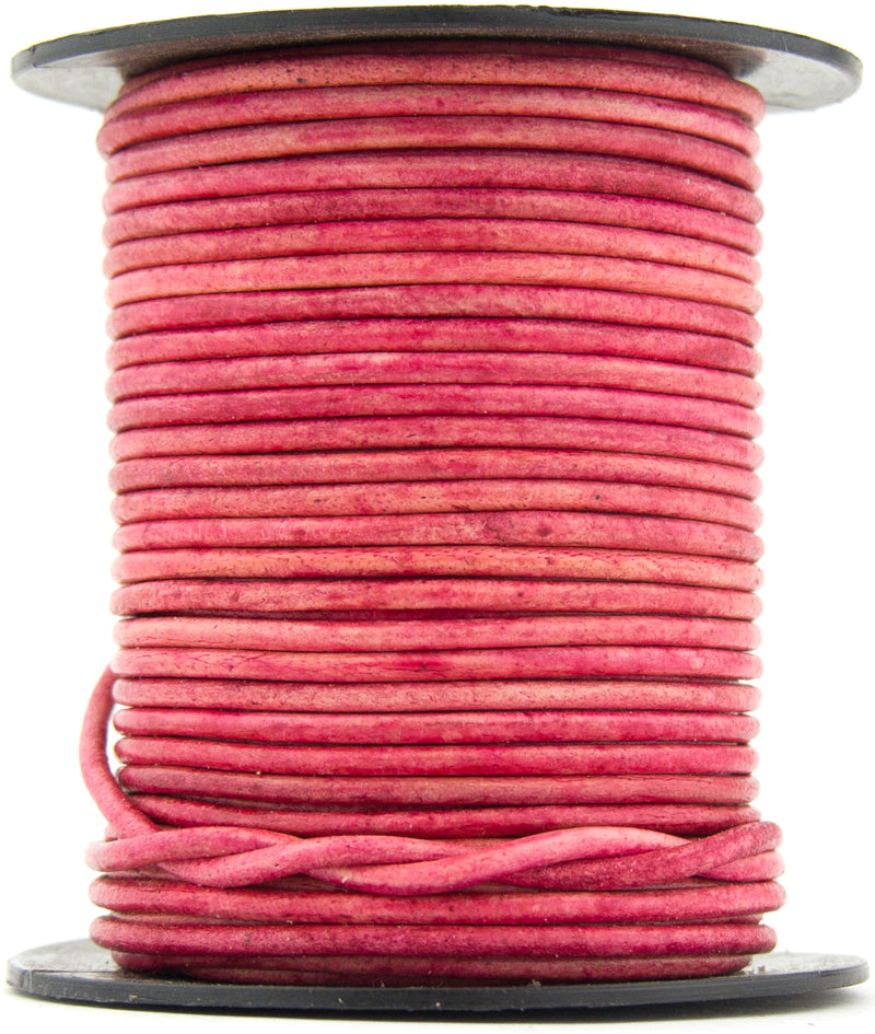 Pink Natural Round Leather Cord 1mm