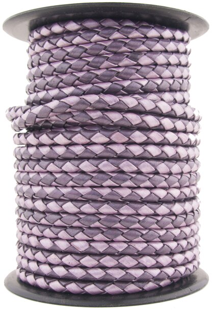 Purple Twilight Round Bolo Braided Leather Cord 3mm