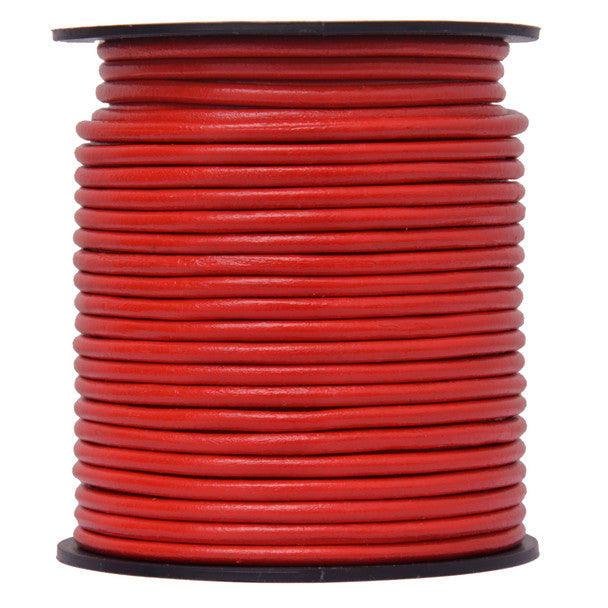 Red Round Leather Cord 3mm