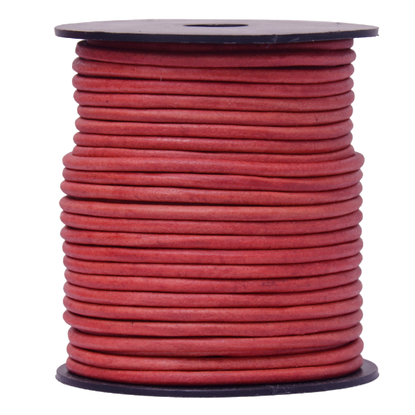 Red Natural Round Leather Cord 3mm