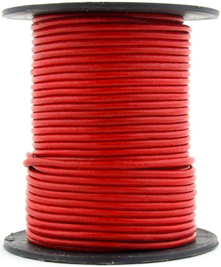 Red Round Leather Cord 1mm