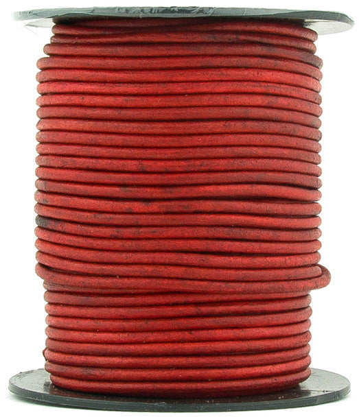 Red Natural Round Leather Cord 1.5mm