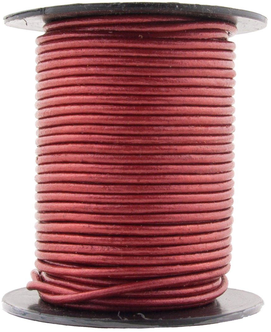 Red Metallic Round Leather Cord 2mm