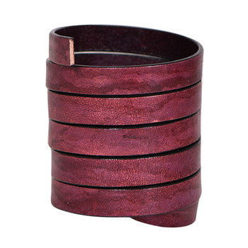 Red Wine Flat Leather Cord With Black Edge 10mm x 2mm- 1 meter