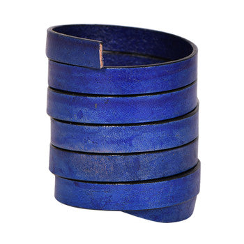 Royal Blue Flat Leather Cords With Black Edge 10mm x 2mm- 1 meter