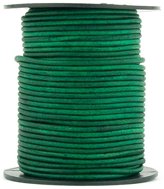 Sea Green Natural Round Leather Cord 3mm