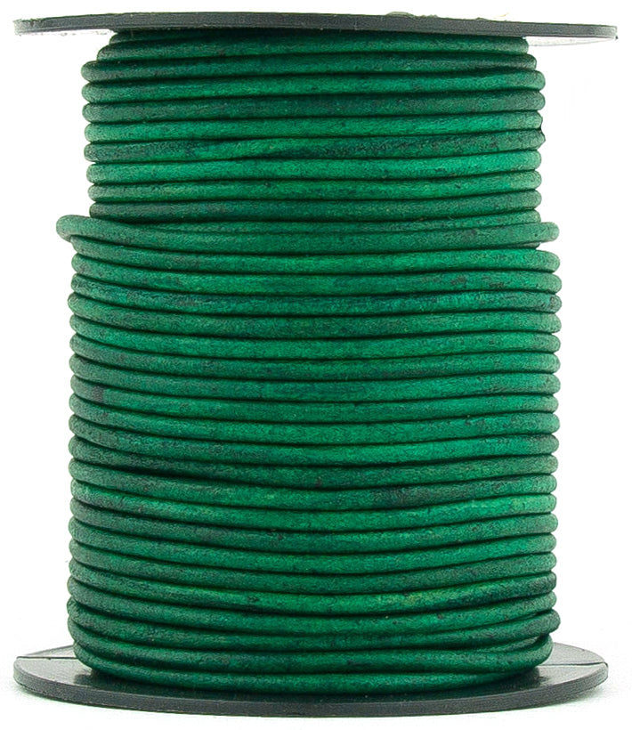 Sea Green Natural Round Leather Cord 1mm