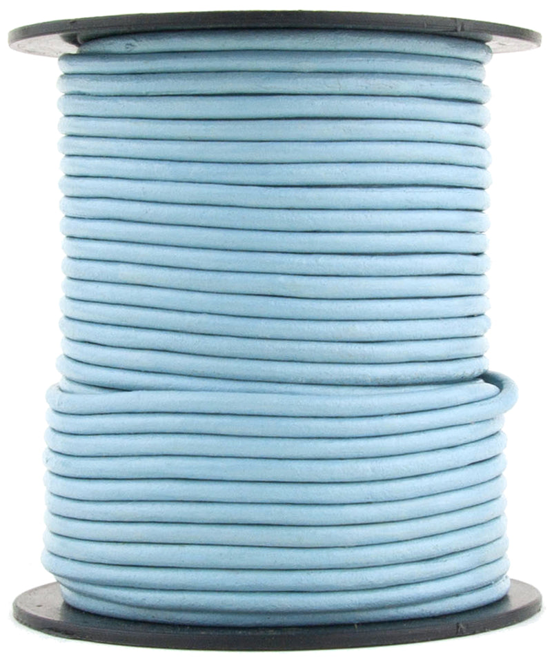 Sky Blue Round Leather Cord 1mm