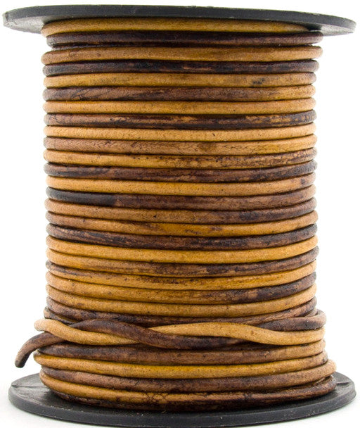Sunset Brown Round Leather Cord 2mm