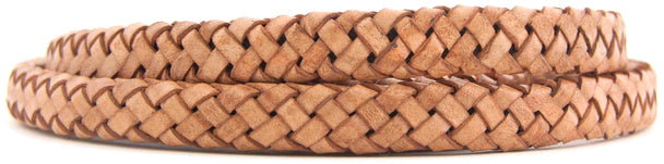 Tan Natural Dye Flat Braided Bracelet Leather Cord 8mm 1 Meter