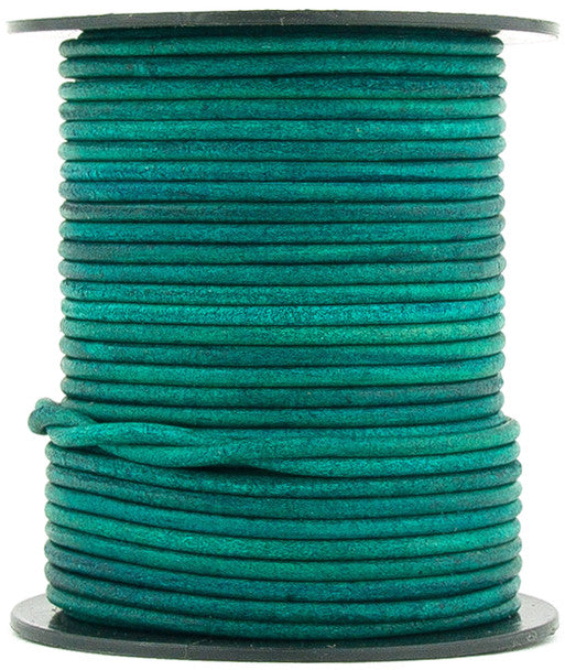 Turquoise Natural Round Leather Cord 2mm