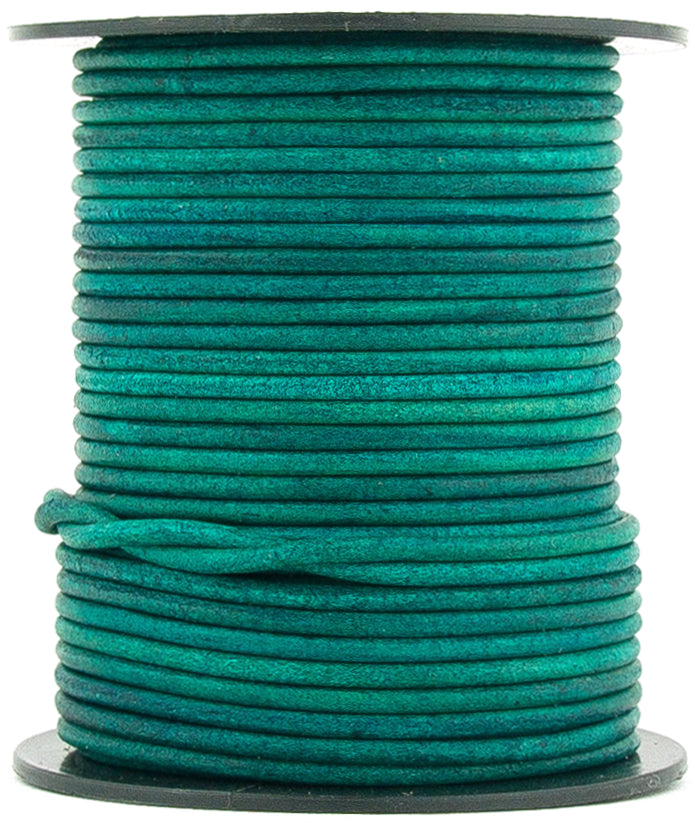 Turquoise Natural Round Leather Cord 1mm