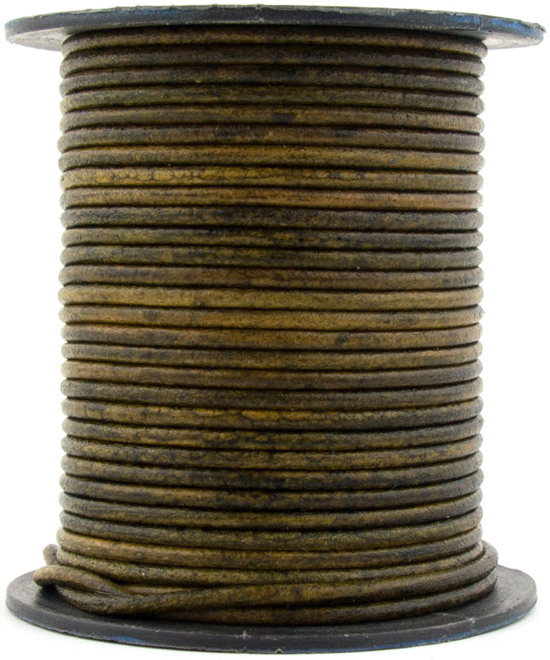Vintage Olive Green Round Leather Cord 1mm