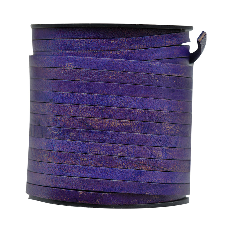 Violet Natural Flat Leather Cord 5mm x 2mm