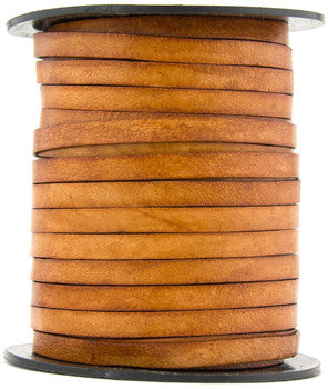 Brown Distressed Light Flat Leather Cord 5mm x 1mm