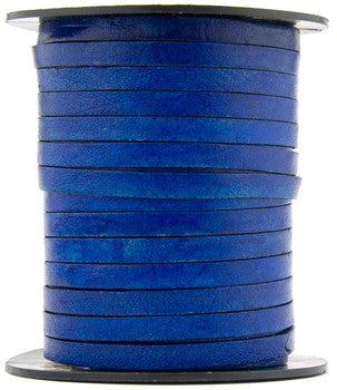 Royal Blue Natural Dye Flat Leather Cord 5mm x 1mm