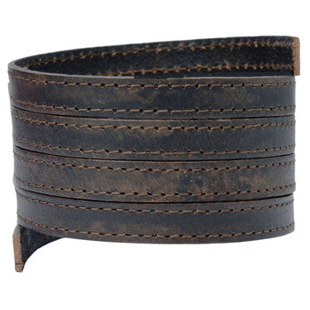 Stitched Leather Strap 10mm * 2mm Antique Dark Brown 1 Meter