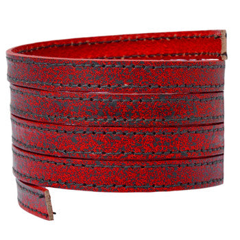 Stitched Leather Strap 10mm x 2mm Autumn Red 1 Meter
