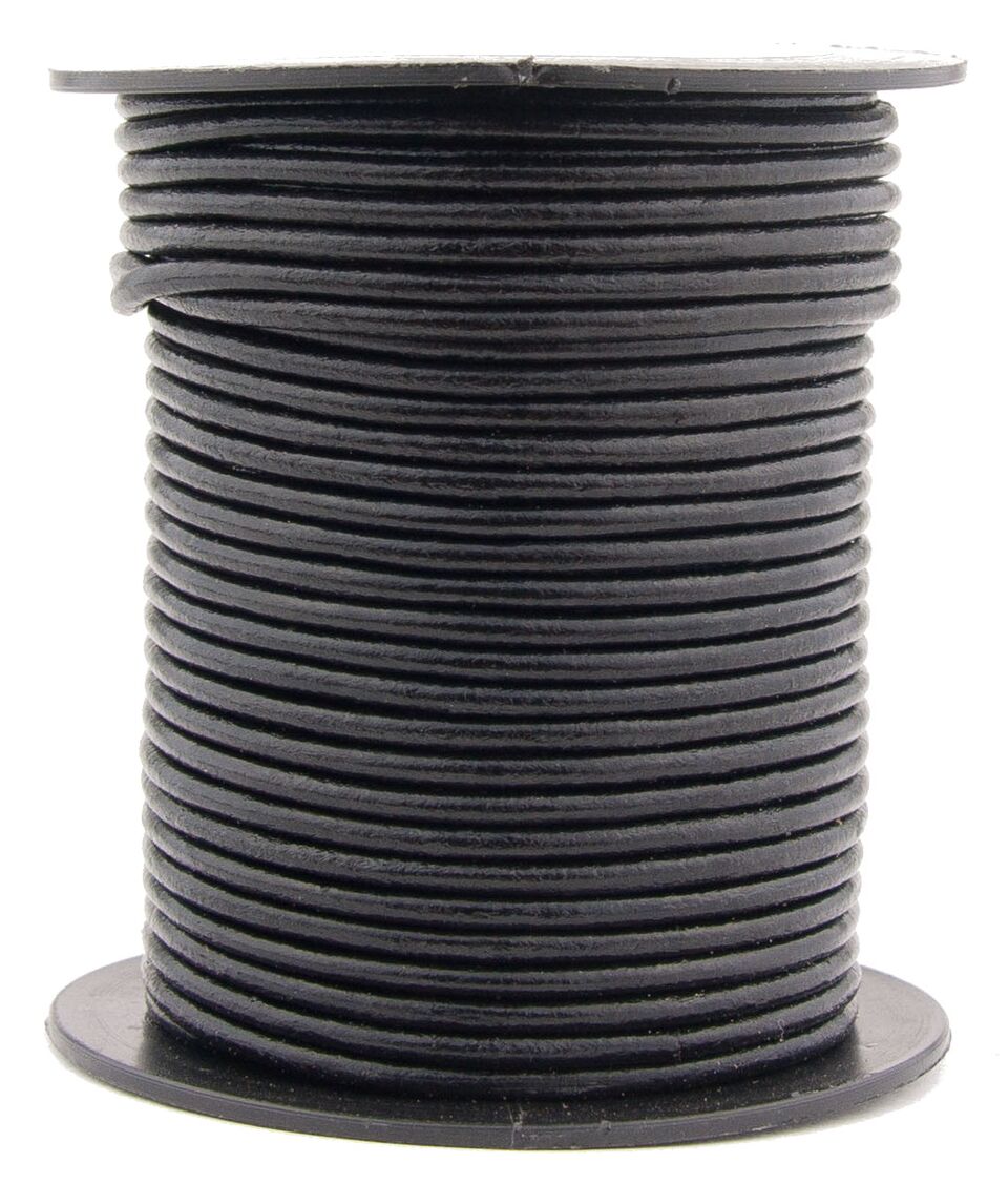 Black Round Leather Cord 2mm