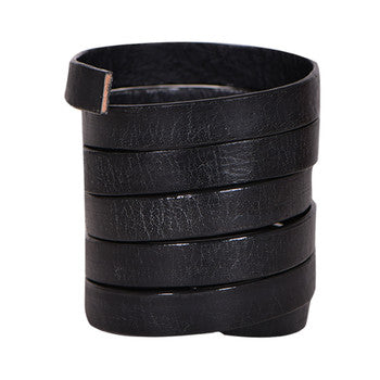 Black Flat Leather Cord With Black Edge 10mm x 2mm 1 meter