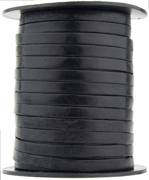 Black Flat Leather Cord 5mm x 1mm