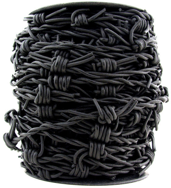 Black Natural Barbed Wire Leather Cord