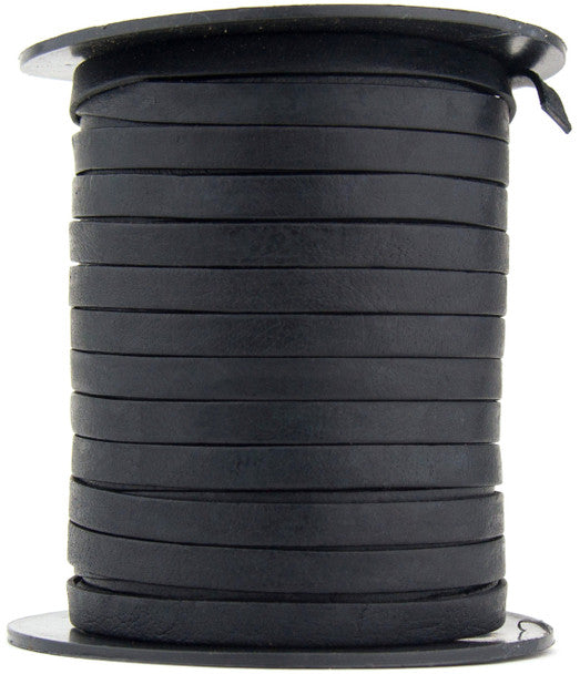 Black Natural Dye Flat Leather Cord 5mm x 1mm
