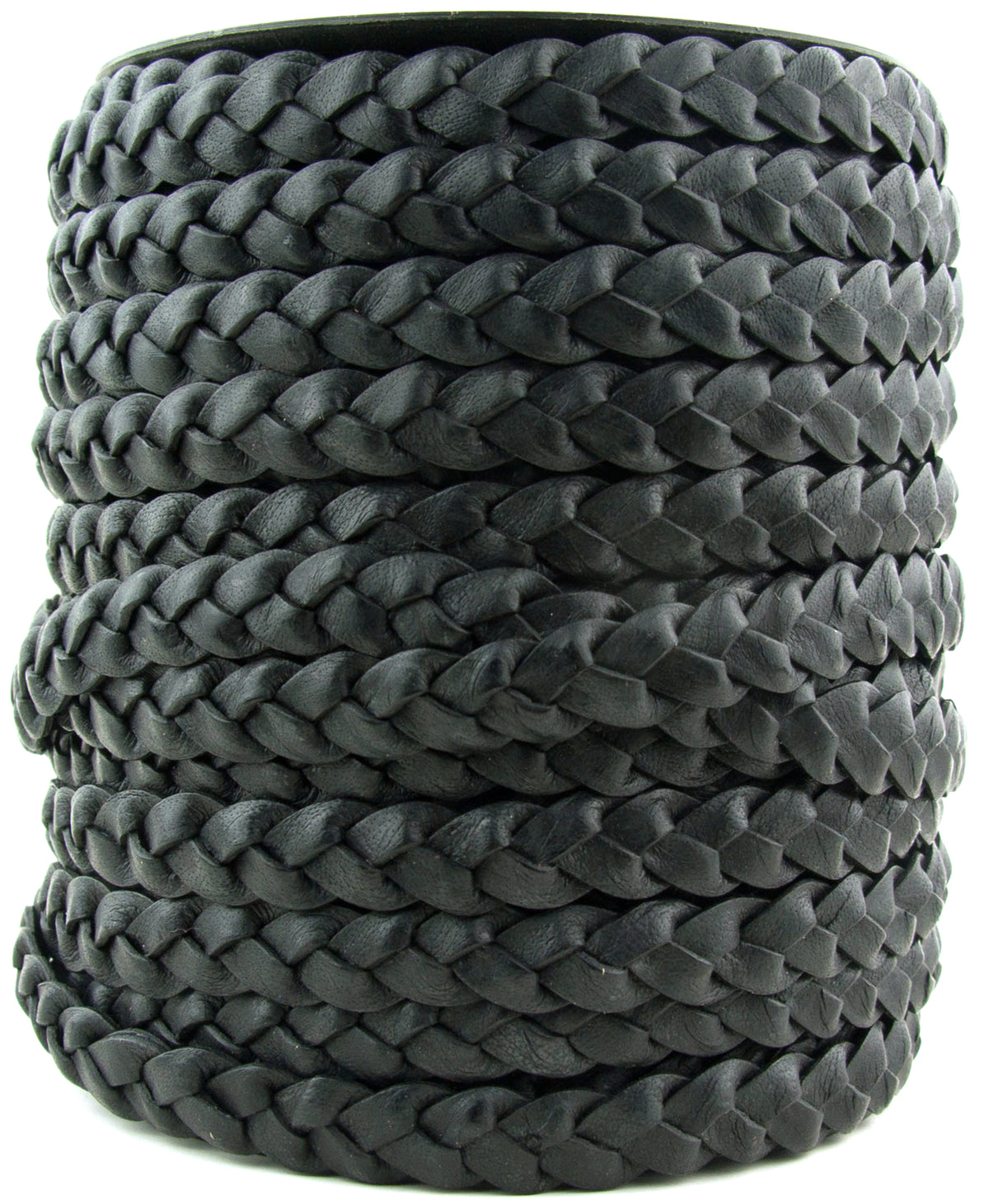Black Natural Flat Braided Leather Cord 10mm