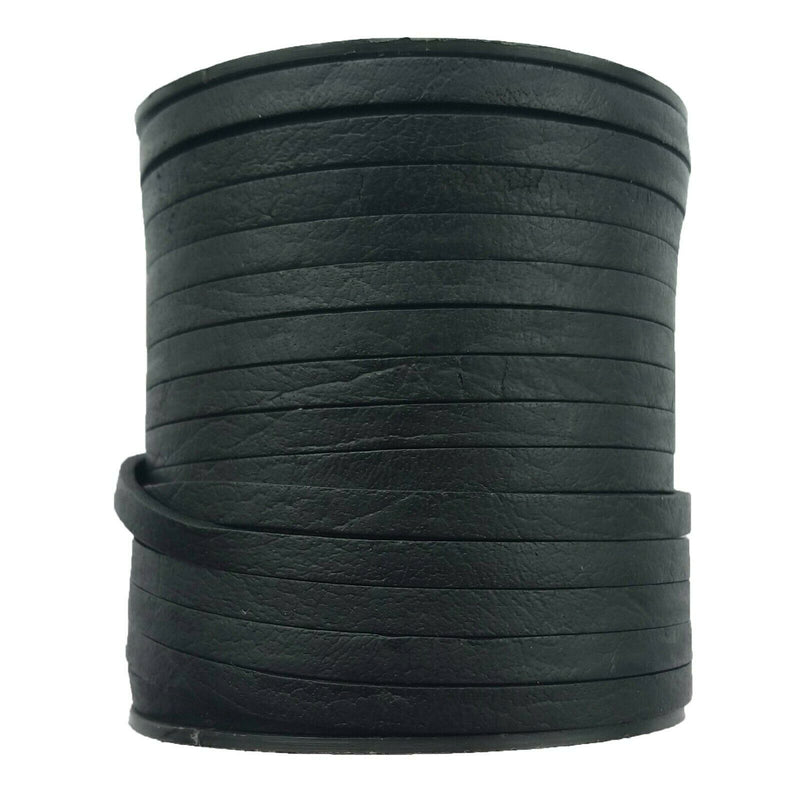 Black Natural Flat Leather Cord 5mm x 2mm