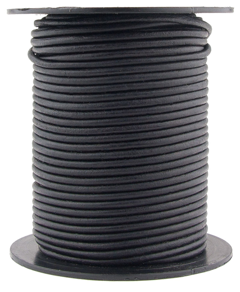 Black Natural Round Leather Cord 1mm
