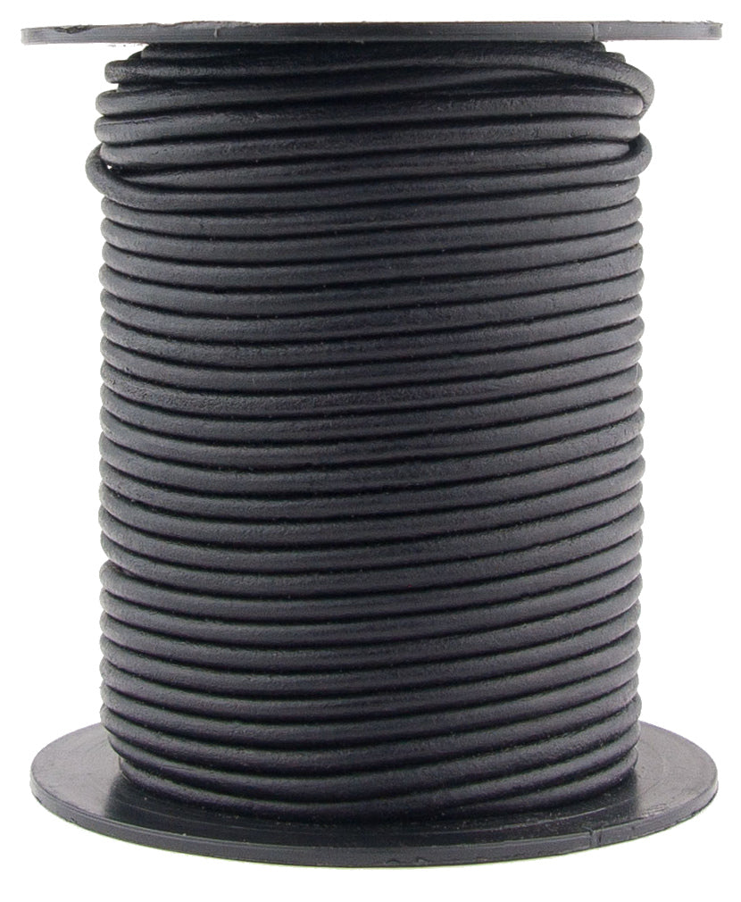 Black Natural Round Leather Cord 1mm