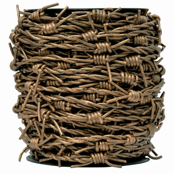 Bronze Metallic Barbed Wire Leather Cord
