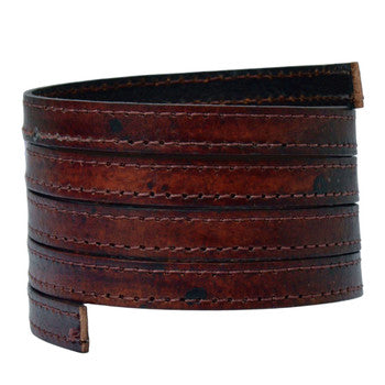 Stitched Leather Strap 10mm * 2mm Brown Mahogany 1 Meter