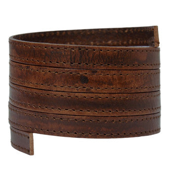 Stitched Leather Strap 10mm * 2mm Brown Natural 1 Meter