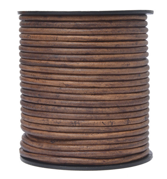Brown Antique Natural Round Leather Cord 3mm