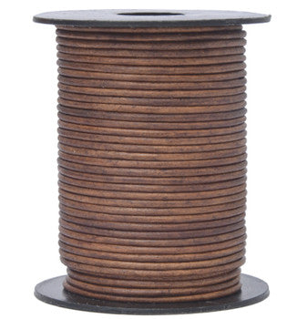 Brown Antique Natural Round Leather Cord 2mm
