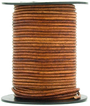 Brown Distressed Light Round Leather Cord 1.5mm