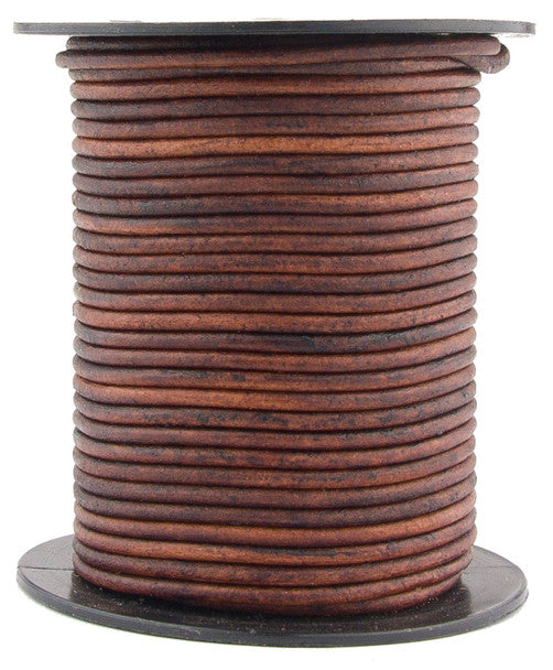 Brown Distressed Natural Round Leather Cord 1.5mm