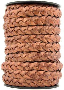 Copper Metallic Flat Braided Leather Cord 10mm