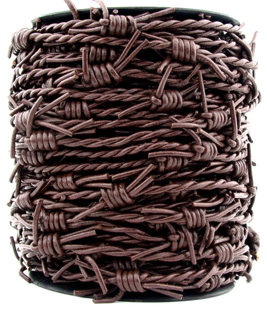 Dark Brown Barbed Wire Leather Cord