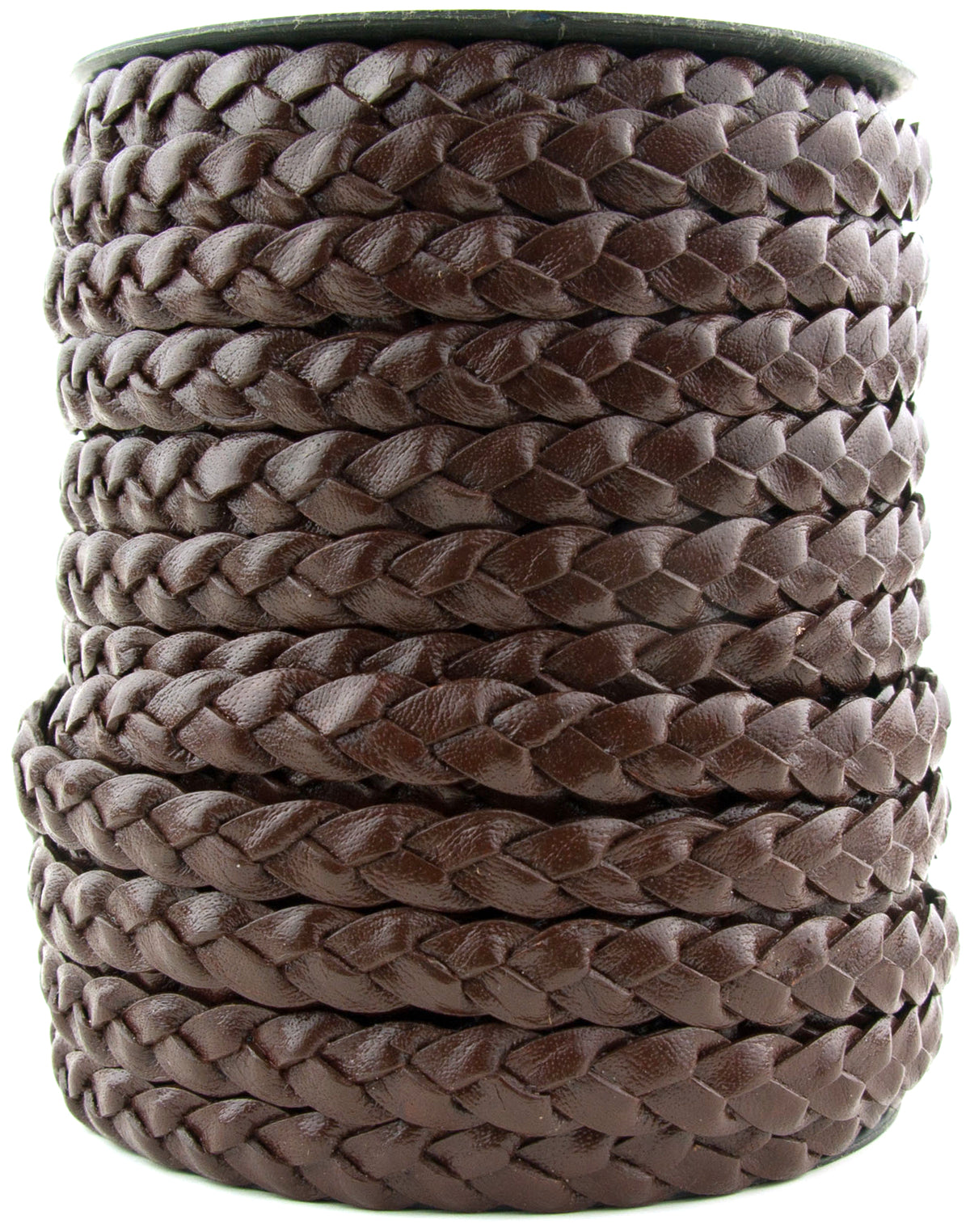 Dark Brown Flat Braided Leather Cord 10mm