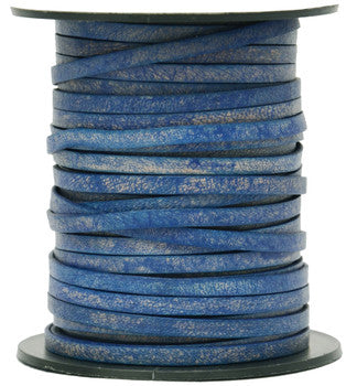 Denim Blue Flat Leather Cord 3mm x 1mm