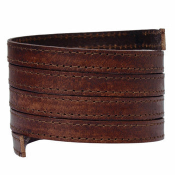 Stitched Leather Strap 10mm x 2mm Distressed Brown Natural 1 Meter