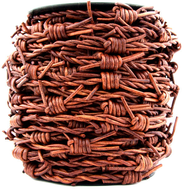 Distressed Brown Barbed Wire Leather Cord
