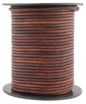 Brown Distressed Round Leather Cord 1.5mm