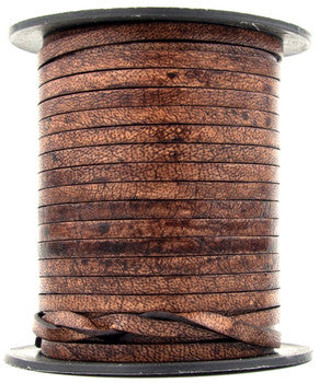 Distressed Brown Natural Flat Leather Cord 3mm x 1mm